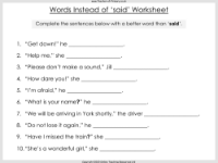 Words Instead of Said - Worksheet