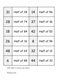 Loop Card Game - Halving 2 digit numbers