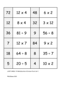 Multiplication and Division Facts Set 1