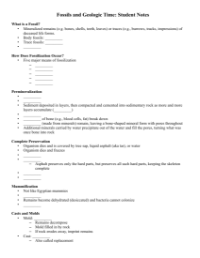 Fossils and Geologic Time - Student Lesson Outline