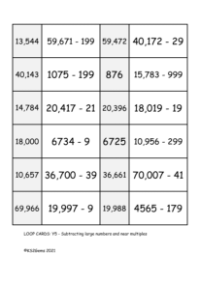 Loop Card Game - Subtracting large numbers and near multiples