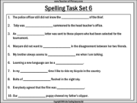 Spellings - Set 6 Worksheet