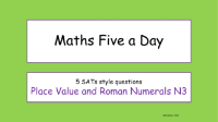 Number - Place Value and Roman Numerals