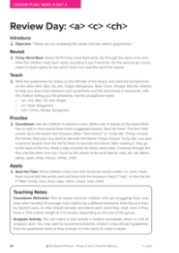 Review Day: "a,c,ch" - Lesson plan 