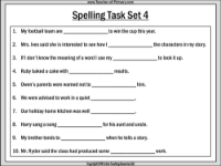 Spellings - Set 4 Worksheet