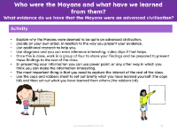 Explain why the Maya were deemed to be an advanced civilisation - Presentation challenge