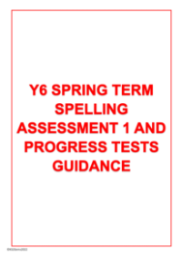 Spring Term Spelling Assessment Term 1 and Progress Tests Guidance