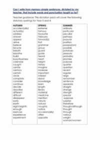 Year 3 and Year 4 Spring Term Spellings - Worksheet