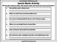 Punctuating Speech - Worksheet