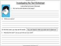 Wonder Lesson 1: Investigating the Text - Worksheet