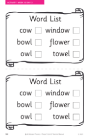 Word List activity - Worksheet  