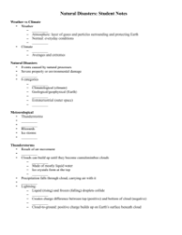 Natural Disasters - Student Lesson Outline