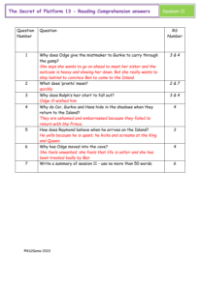 3. Reading Comprehension answers