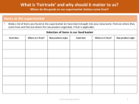 Where do things at the supermarket come from? - Worksheet
