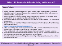 What evidence is there that the Ancient Greeks were more advanced than Ancient Britons? - Teacher notes