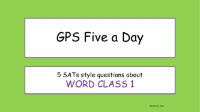 Word Class 1 SATs Style Questions