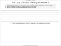 The Lady of Shalott - Lesson 2 - Setting Worksheet 2