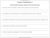 Colons and Semi-Colons - Worksheet