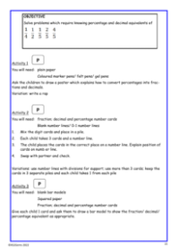 Decimal and percentage equivalents of fractions worksheet