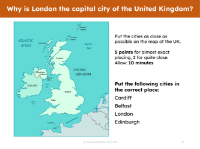 Locate on a map - UK capital cities