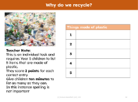 Why do we recycle? - Assessment for learning activity - Worksheet