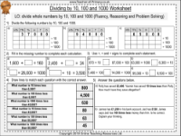 Dividing by 10, 100 and 1000 - Worksheet
