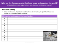 Facts about the first moon landing - Worksheet