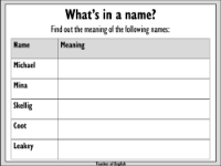 Names and Endings - Worksheet