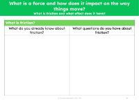 What do you know about friction? What do you want to know? - worksheet