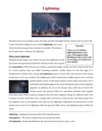 Lightning - Reading with Comprehension Questions