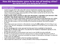 How did Manchester grow during the 18th Century? - Teacher notes