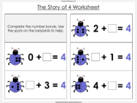 Number Bonds - The Story of 4 - Worksheet