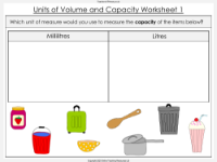 Units of Volume and Capacity - Worksheet