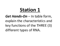 Transcription and Translation - Lab Station Cards