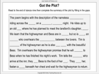 The Highwayman - Lesson 6 - Got the Plot Worksheet