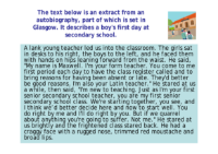 Biography and Autobiography - Lesson 6 - First Day at School Reading Worksheet