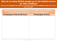 Amalfi Coast and Tenby - Photograph research sheet