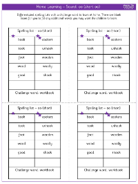 Spelling - Home learning - Sound oo short