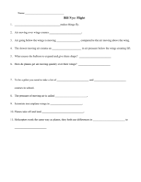 Bill Nye - Flight Worksheet with Answers