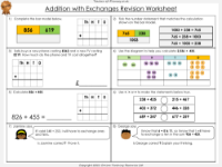Adding Four-Digit Numbers with Exchanges Revision - Worksheet