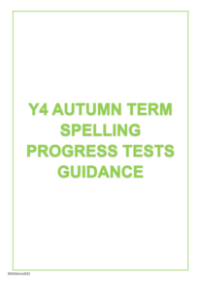 Autumn Term Spelling Progress Tests Guidance