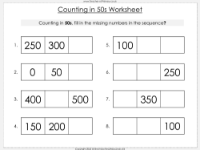 Counting in 50s to 500 - Worksheet
