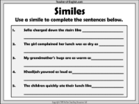 Skellig and Similes - Worksheet