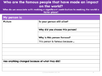 Famous person fact file - Worksheet