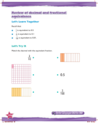 Learn together, Review of decimal and fractional equivalence