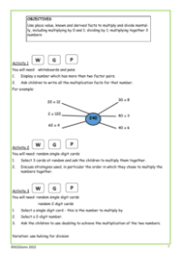 Multiplying and Dividing mentally worksheet