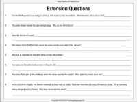 The Silver Sword - Lesson 14 - Extension Questions Worksheet